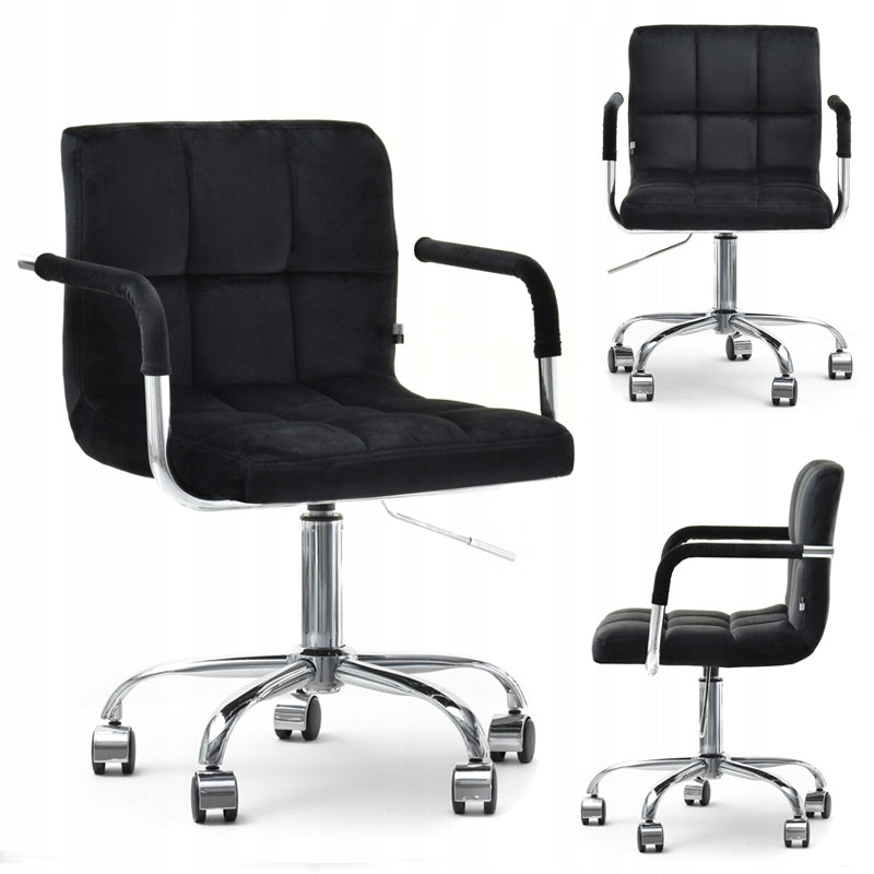 ELEGANT VELOUR ARMCHAIR WITH LIFTING FUNCTION ELIS BLACK VELVET CHROME