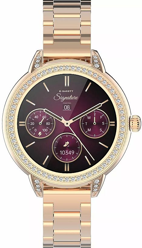 ELEGANT WOMEN'S JEWELRY SMARTWATCH GARETT STELLA PINK-GOLD SLIM SET Manufacturer code 5904238485101