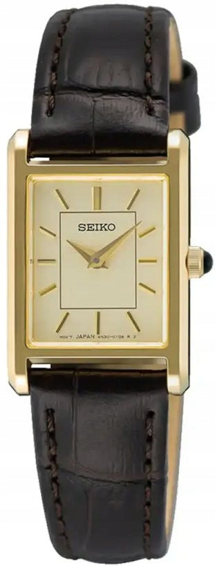 ELEGANT WOMEN'S WATCH SEIKO SWR110P1 RECTANGULAR CLASSIC ON STRAP 20mm Brand Seiko