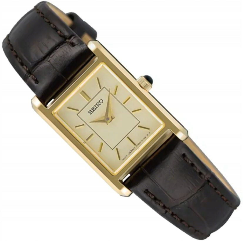 ELEGANT WOMEN'S WATCH SEIKO SWR110P1 RECTANGULAR CLASSIC ON STRAP 20mm