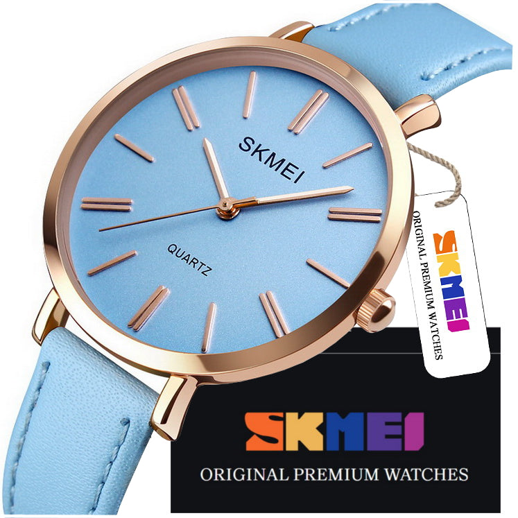 ELEGANT WOMEN'S WATCH SKMEI ON LEATHER STRAP HAND BLUE