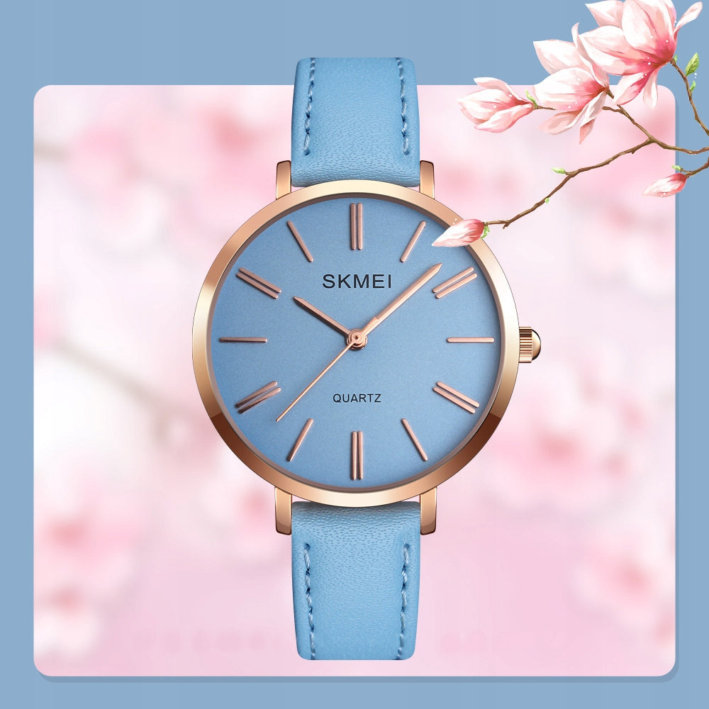 ELEGANT WOMEN'S WATCH SKMEI ON LEATHER STRAP HAND RED Packaging status original