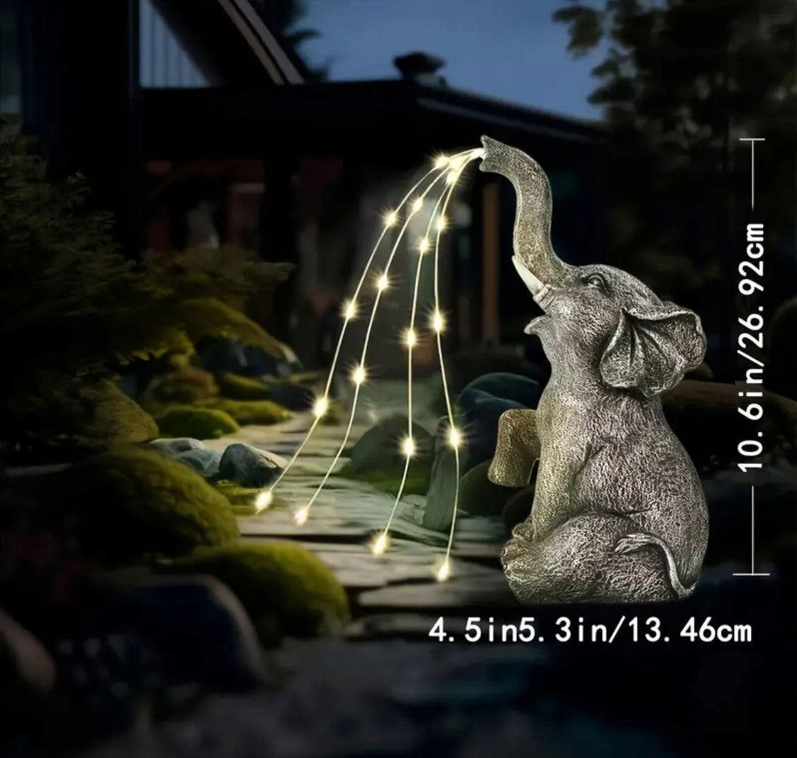 ELEPHANT FIGURINE WITH SOLAR LAMP LED 27CM GARDEN DECORATION GLOWING LAMP Product height 27 cm