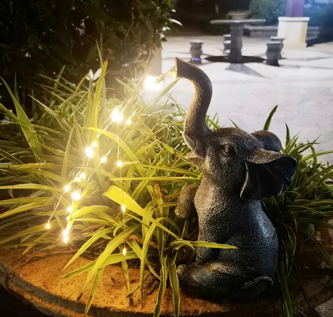 ELEPHANT FIGURINE WITH SOLAR LAMP LED 27CM GARDEN DECORATION GLOWING LAMP Type sculpture (figure)