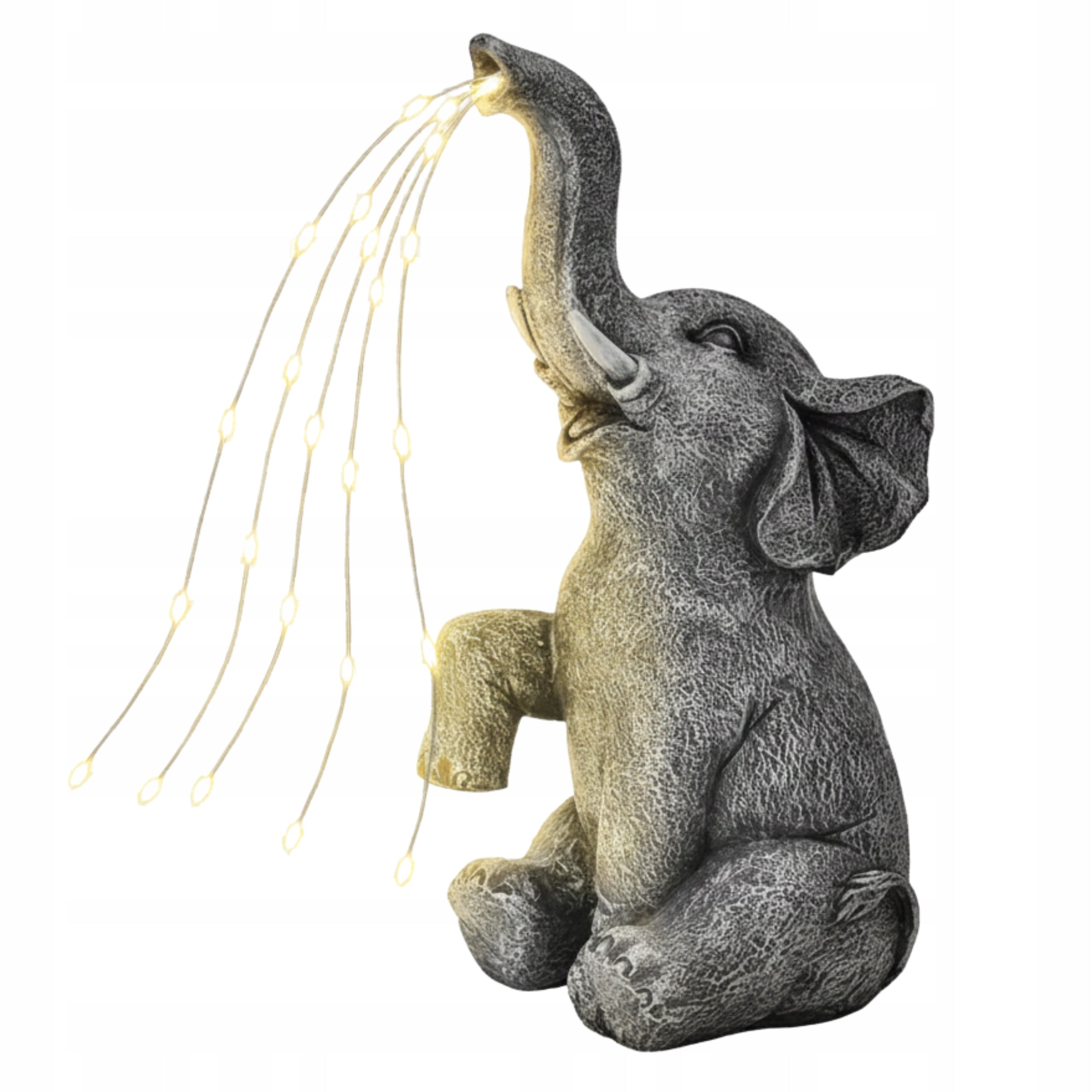 ELEPHANT FIGURINE WITH SOLAR LAMP LED 27CM GARDEN DECORATION GLOWING LAMP