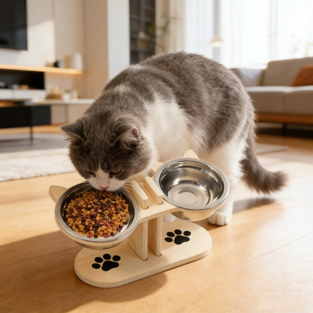 ELEVATED CAT BOWL, CAT FOOD BOWLS, SET OF 2 Brand no brand