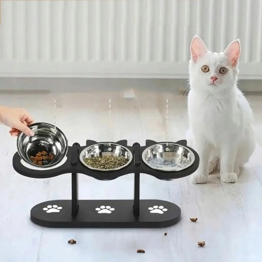 ELEVATED CAT BOWLS 3 PCS, STAINLESS STEEL, FEEDING STATION Brand no brand