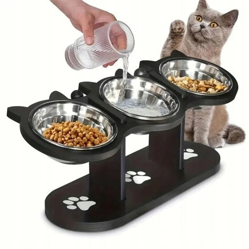 ELEVATED CAT BOWLS 3 PCS, STAINLESS STEEL, FEEDING STATION Packaging status original