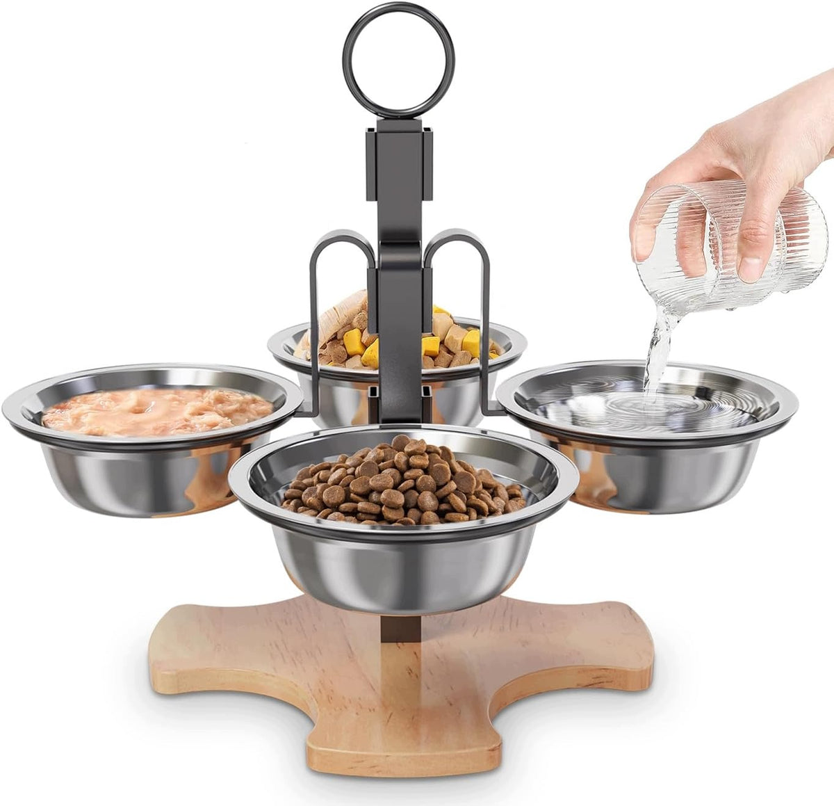ELEVATED CAT BOWLS SET OF 4 HEIGHT ADJUSTMENT STEEL