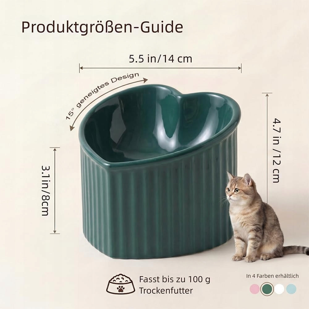 ELEVATED CERAMIC CAT BOWL WITH 15° INCLINATION ANTI-EMETIC 14CM Packaging status original