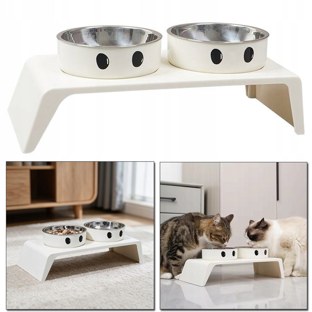 ELEVATED DOG BOWL, DOG AND CAT FOOD BOWL, DOUBLE BOWL