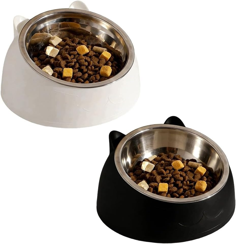 ELEVATED DOG CAT BOWL 2 PIECES INCLINED 15° ERGONOMIC