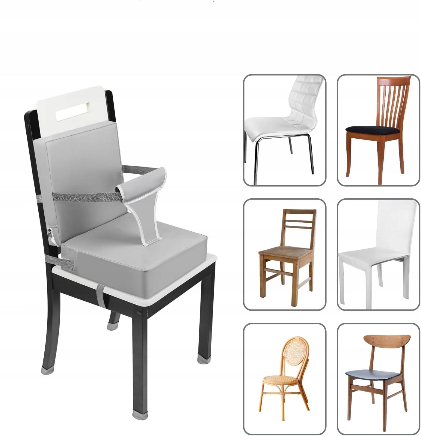 ELEVATING SEAT FOR CHILDREN CUSHION CHAIR BACK WITH BELT GREY Brand no brand