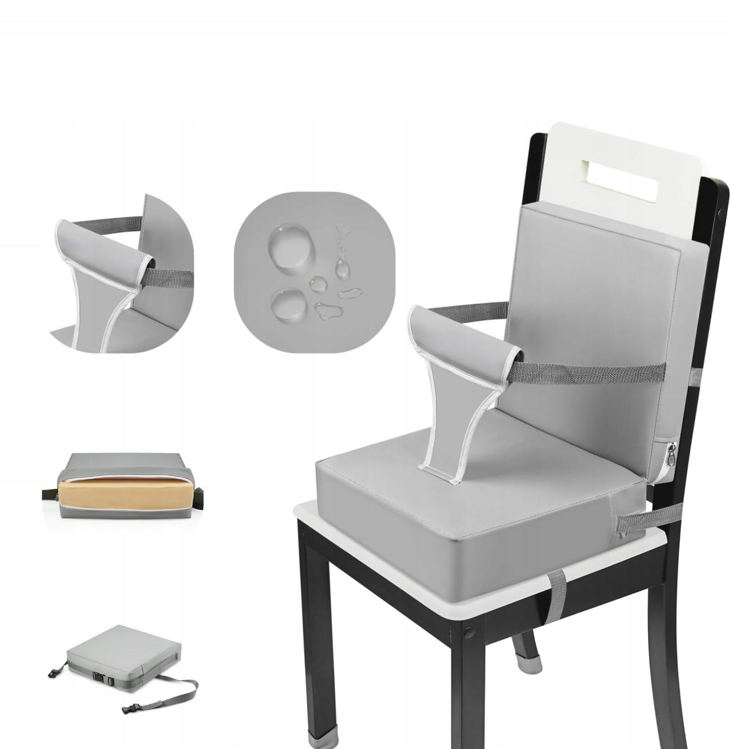 ELEVATING SEAT FOR CHILDREN CUSHION CHAIR BACK WITH BELT GREY