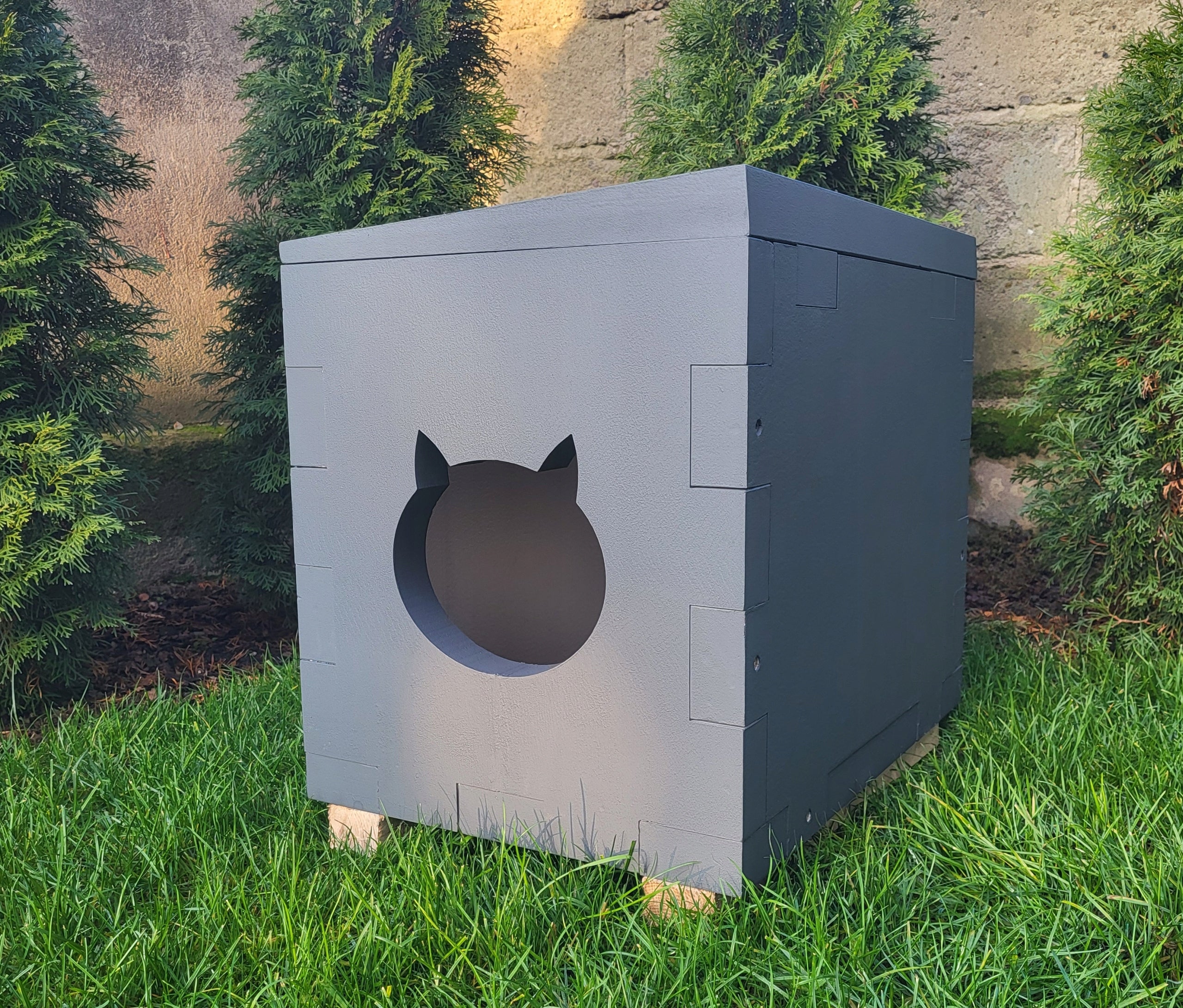 ELHARE Cat house booth DIY year-round styrodur XPS Thermobox SET Length 56 cm