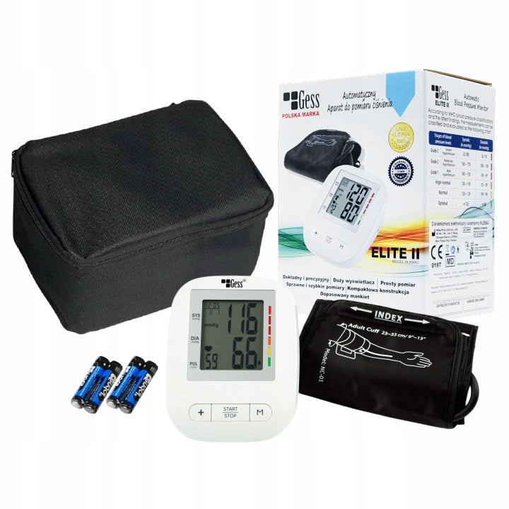 ELITE II SHOULDER BLOOD PRESSURE MONITOR AUTOMATIC CASE + BATTERIES GESS