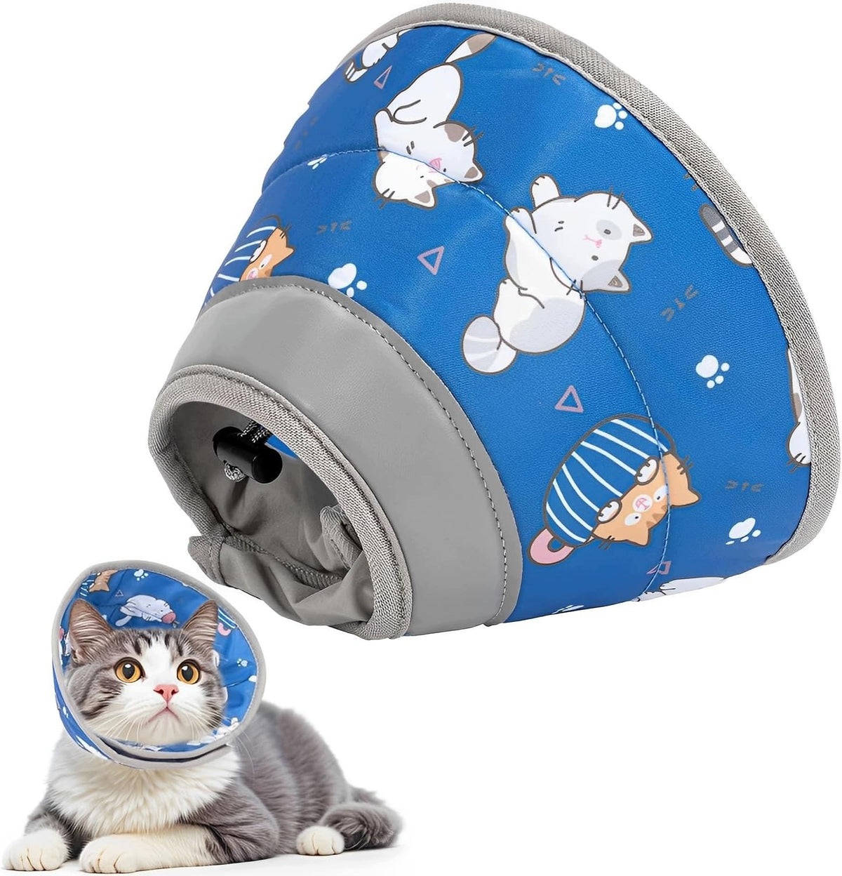 ELIZABETHAN CAT COLLAR M BLUE SOFT ADJUSTABLE
