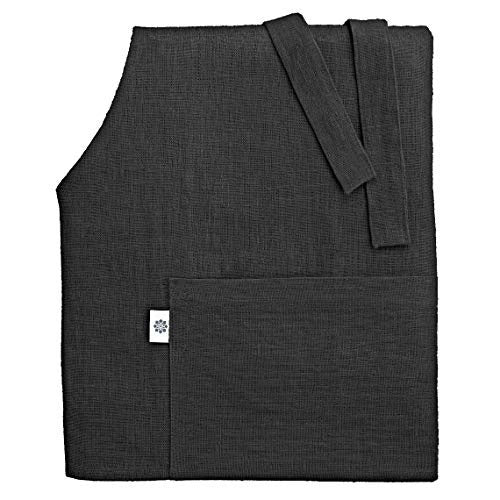 ELLA BLACK MINIMALIST 70X84 LINEN KITCHEN APRON for Home Brand no brand