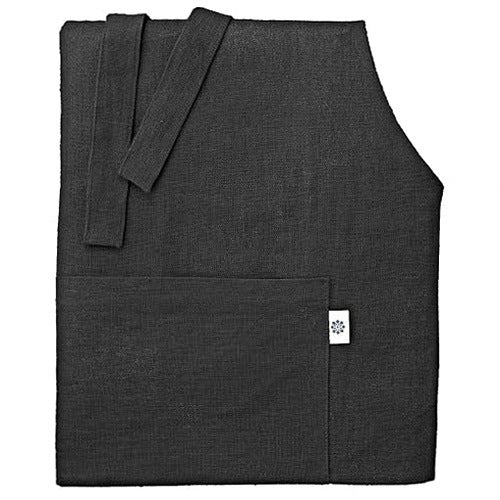 ELLA BLACK MINIMALIST 70X84 LINEN KITCHEN APRON for Home
