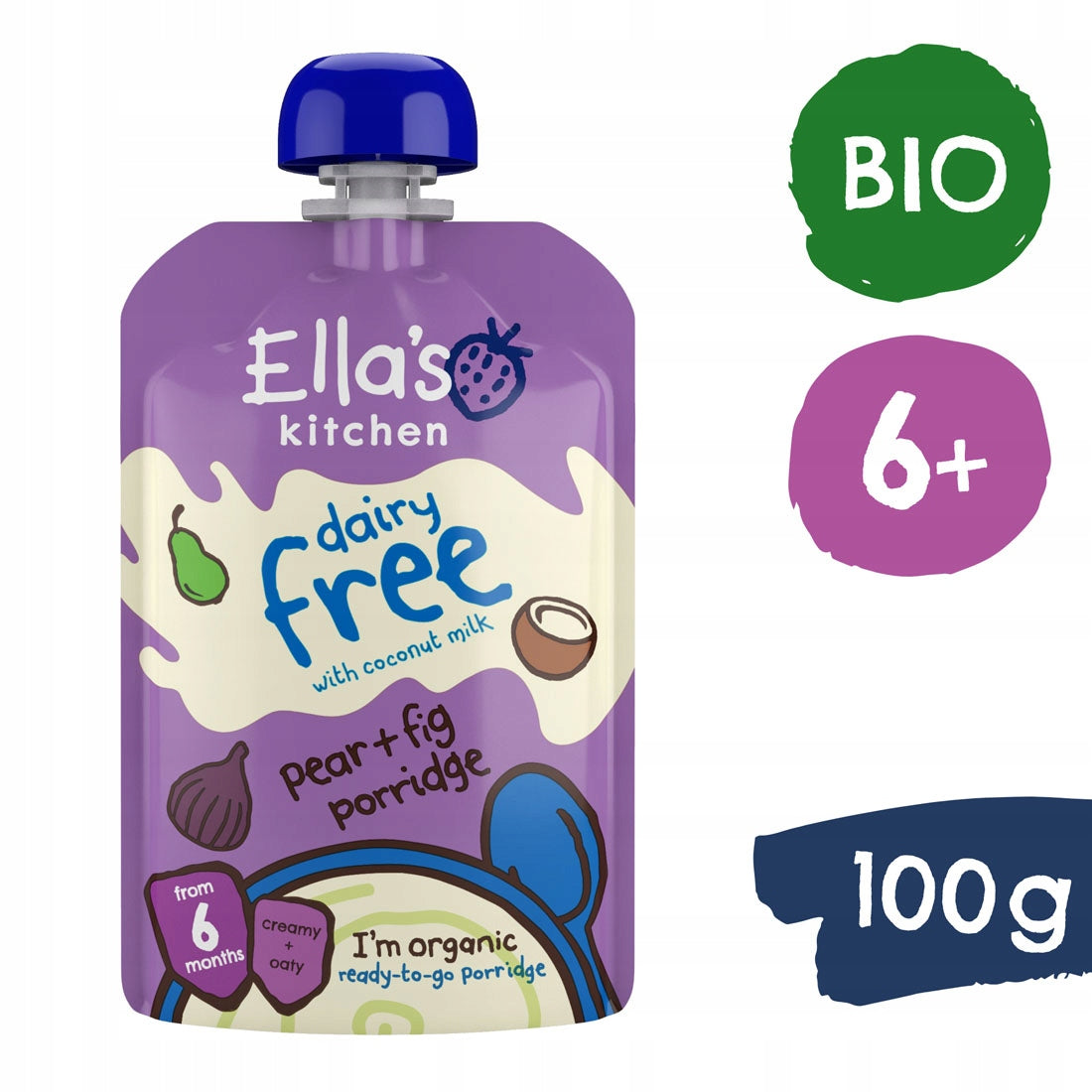ELLA'S KITCHEN BIO DAIRY FREE PORRIDGE WITH PEAR AND FIGS FROM 6 MONTHS 100G x2 Manufacturer code EK647