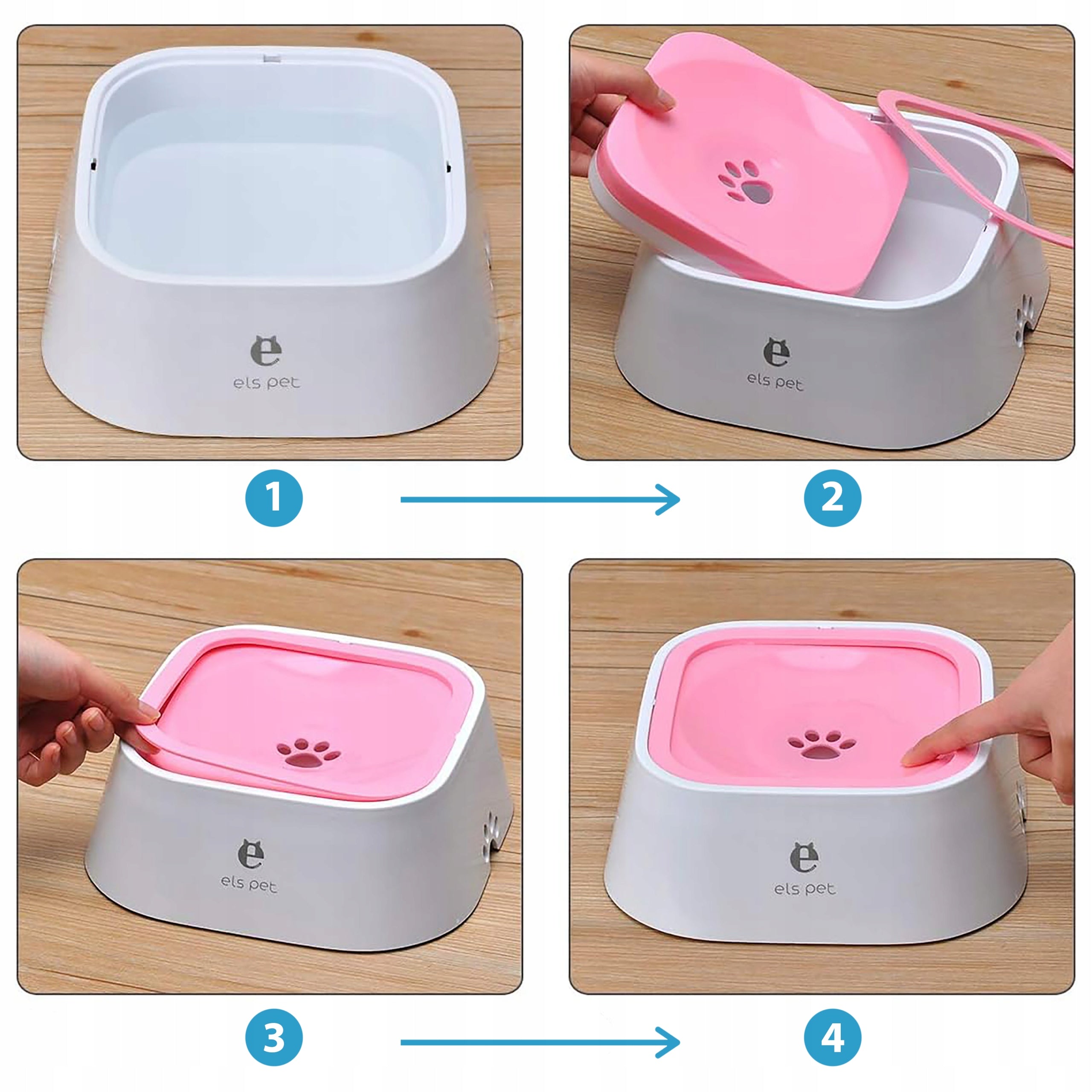 ELSPET NON-SPILL DOG BOWL 1,5L PORTABLE, NON-SLIP Manufacturer code MN-ELSP-15L-ROZ