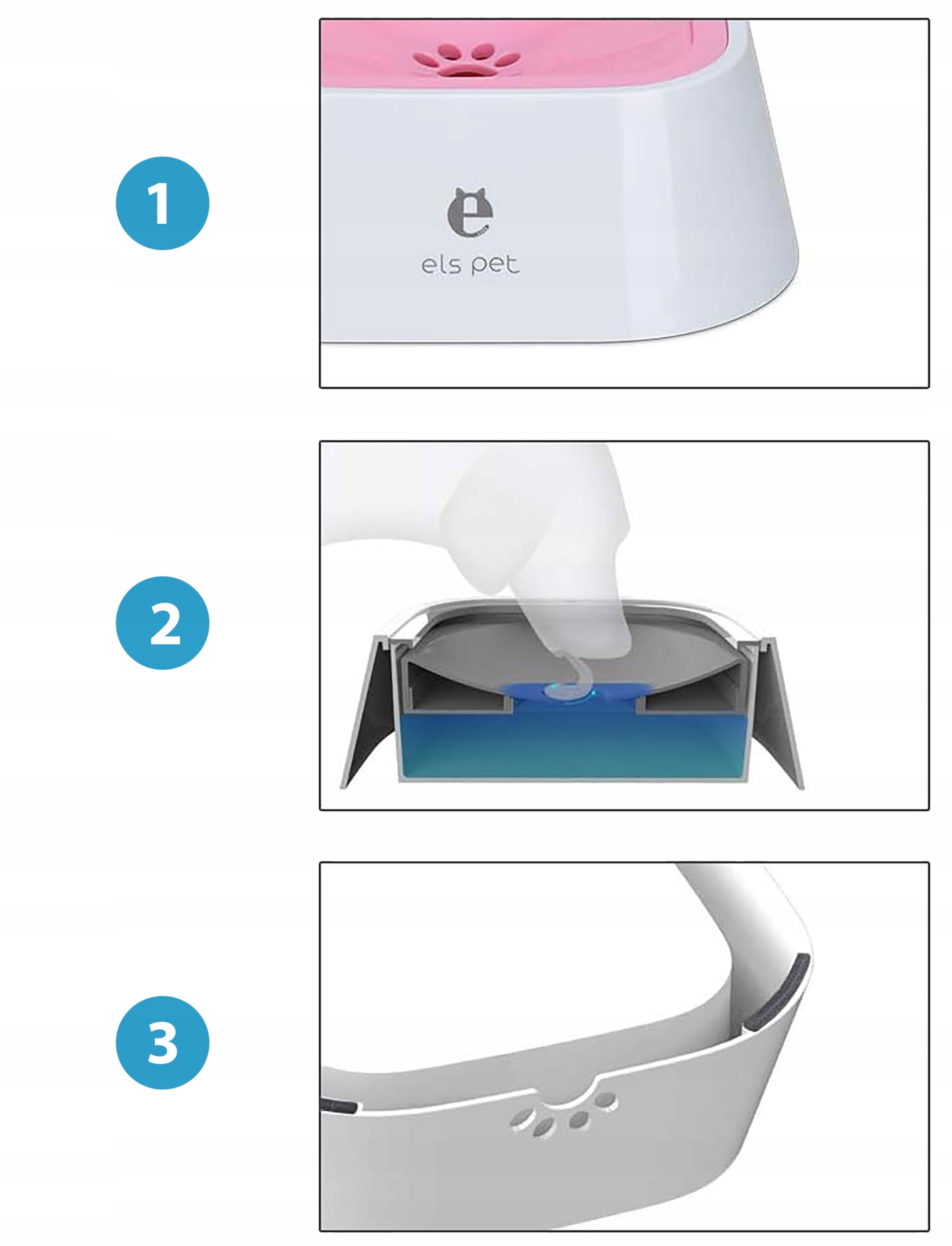 ELSPET NON-SPILL DOG BOWL 1,5L PORTABLE, NON-SLIP Trade name Miska przenośna niechlapiąca 1,5 l ELSPET różowa