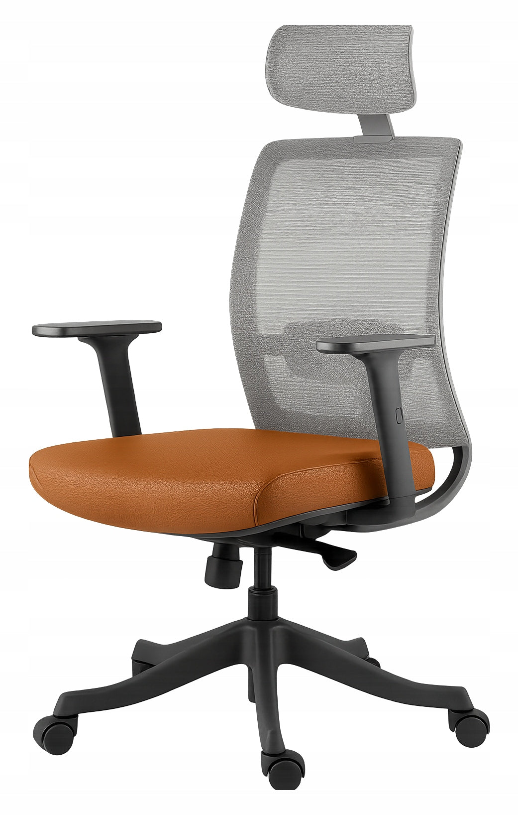 ELUNE Swivel Chair 2 Brown Grey Office Mesh Ergonomic Leather