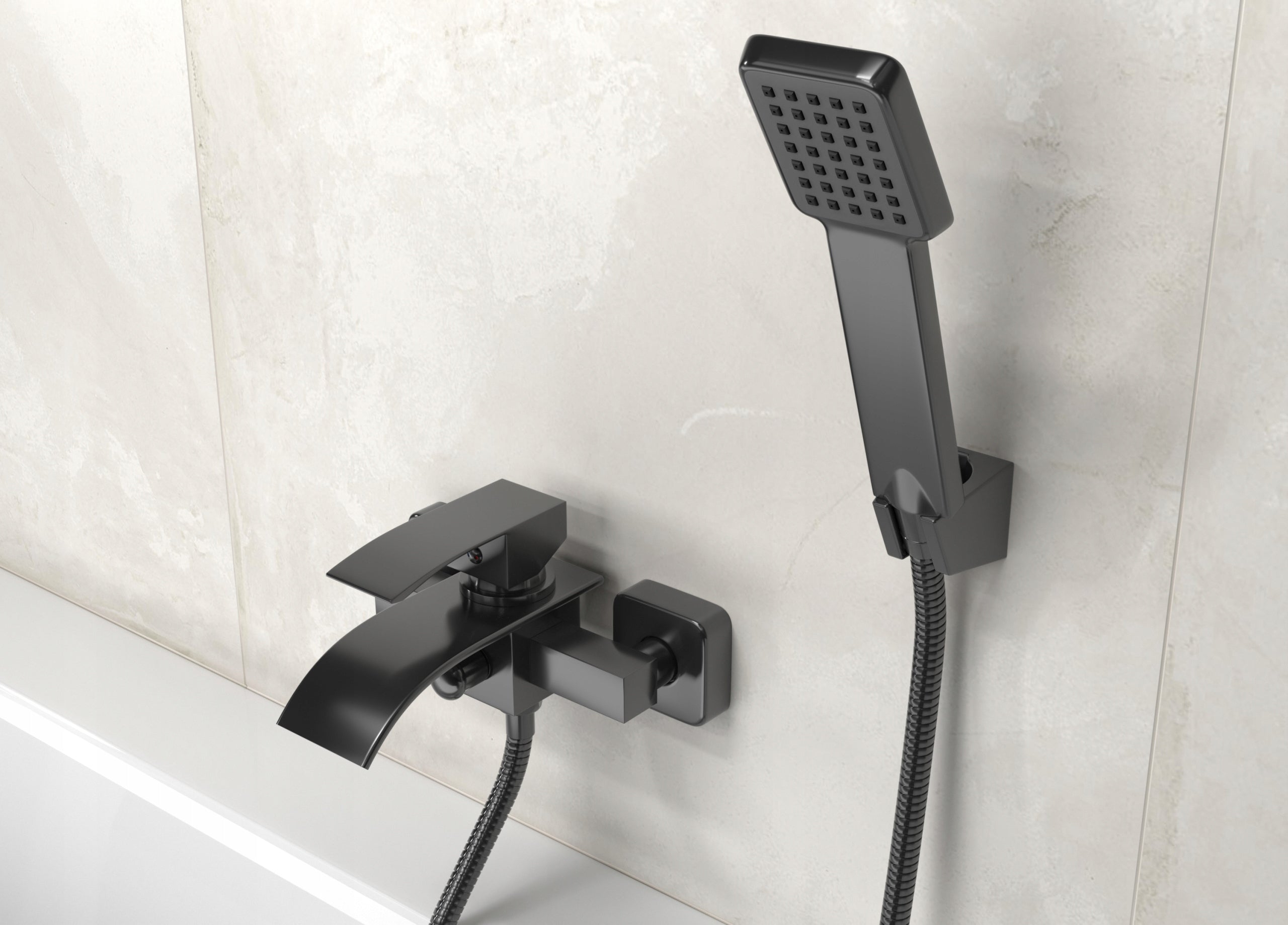Wannen- und Brausebatterie Granitan Elva, schwarz 