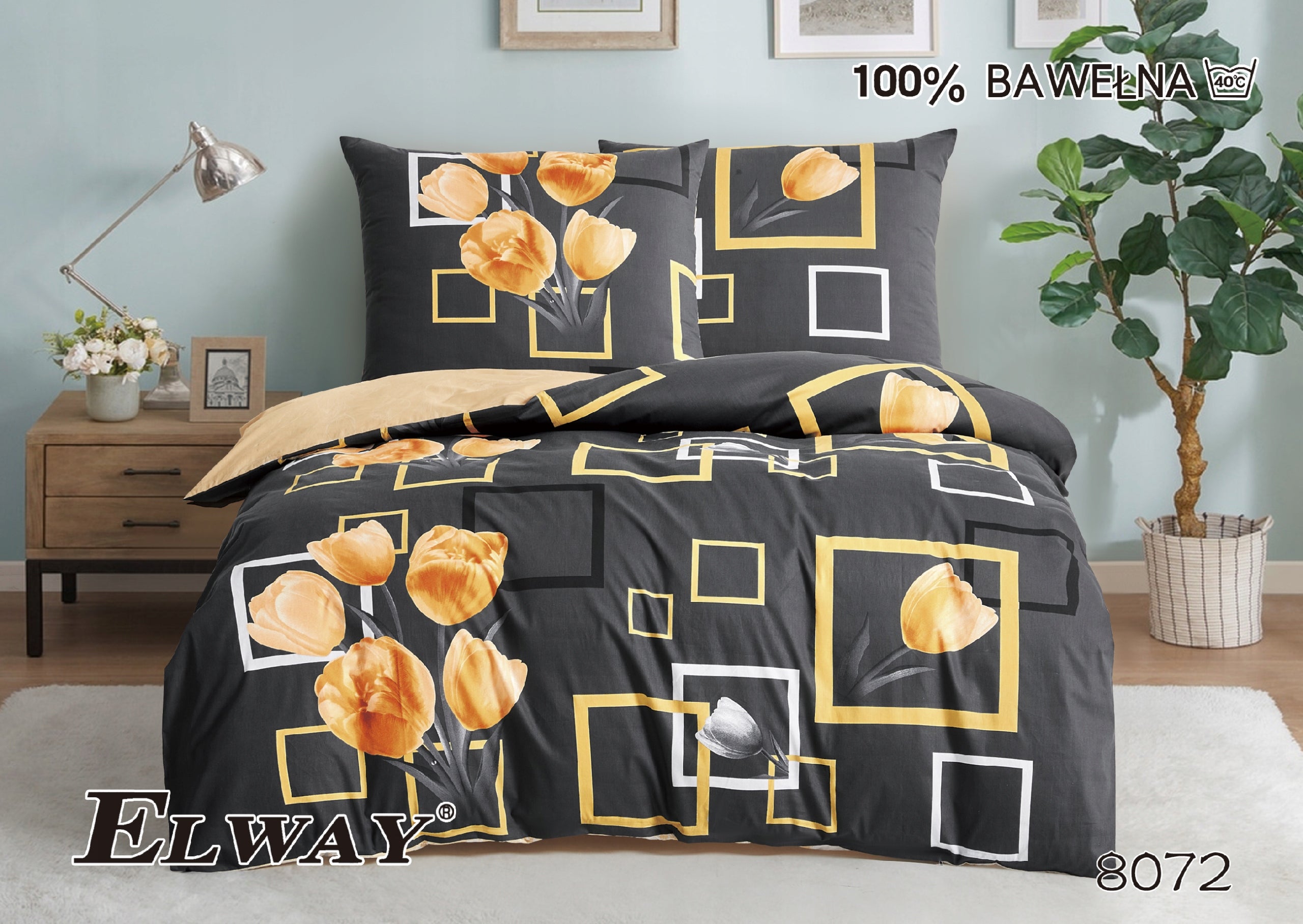 ELWAY Cotton Bedding 160x200 + 2x70x80 100% Cotton Packaging status original