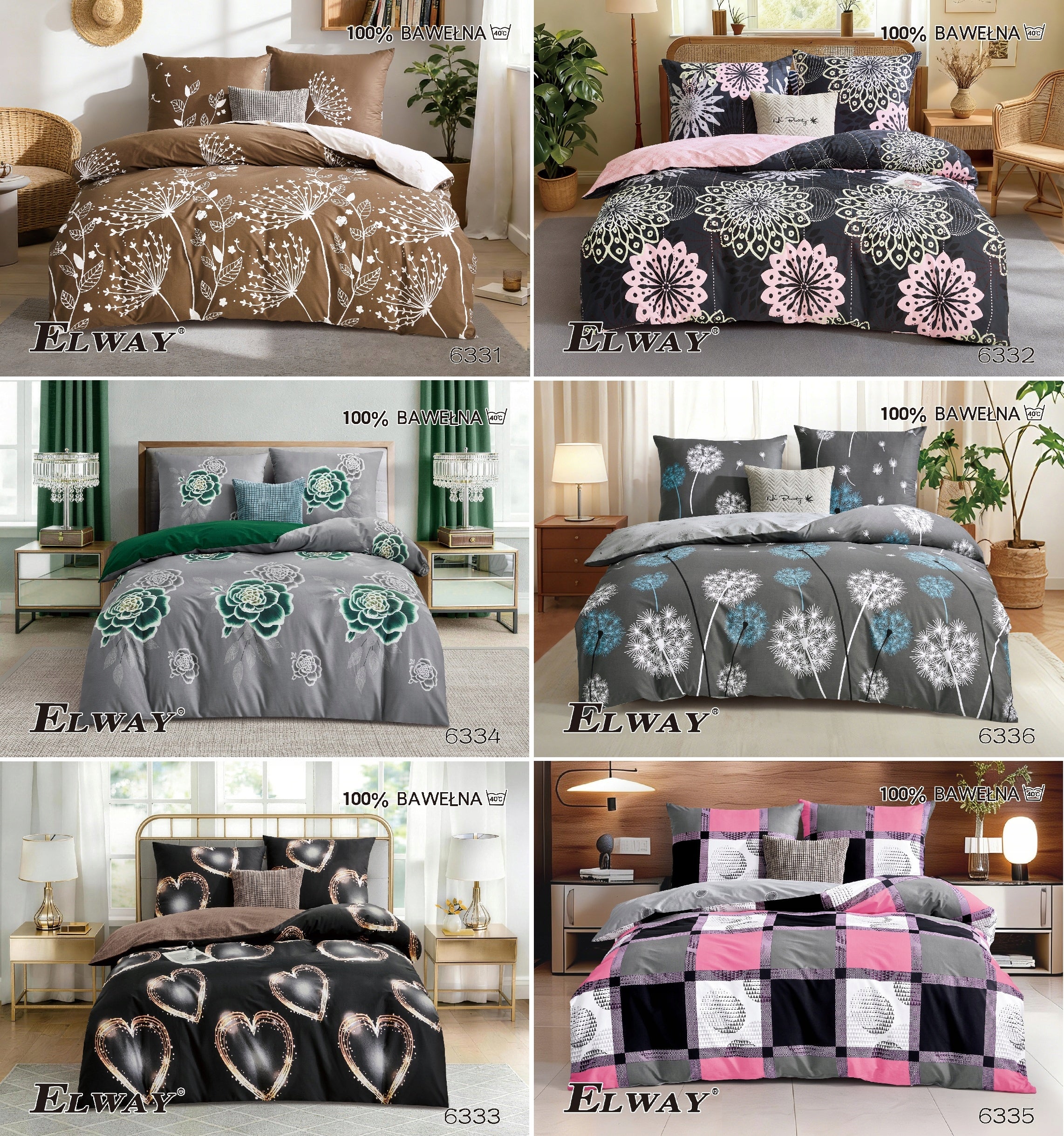 ELWAY Cotton Bedding 200x220 + 2x70x80 100% Cotton Packaging status original