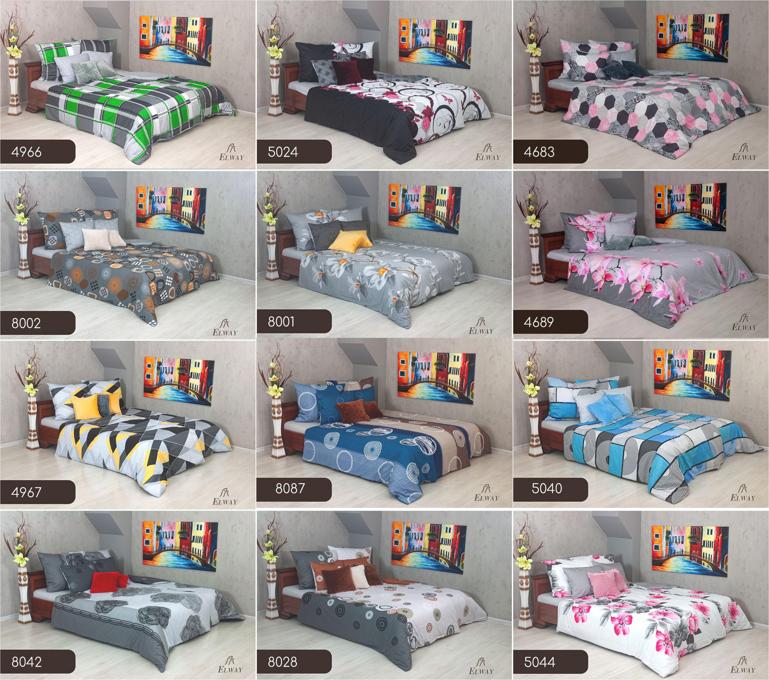 ELWAY bedding 160x200 100% Cotton Satin Bedding Set NEW DESIGNS Brand Elway