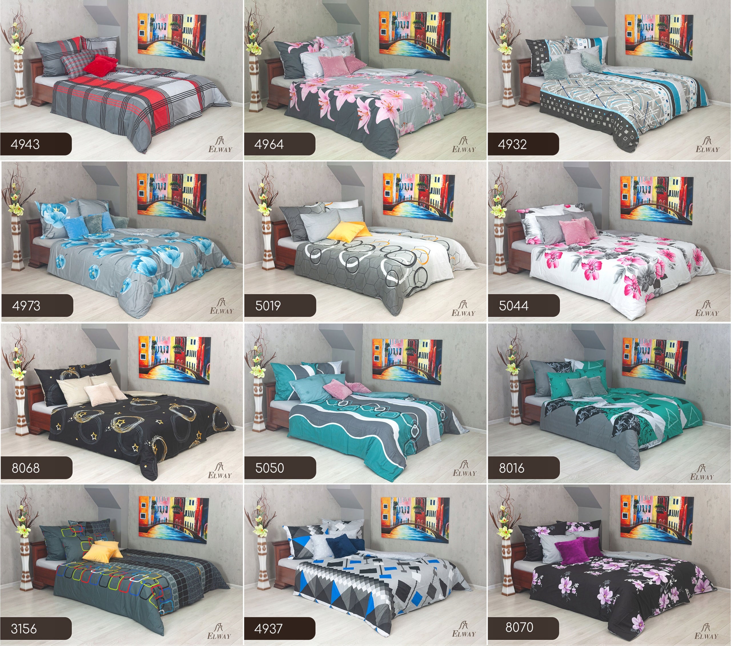 ELWAY bedding 160x200 100% Cotton Satin Bedding Set NEW DESIGNS Manufacturer code posciel-elway-160