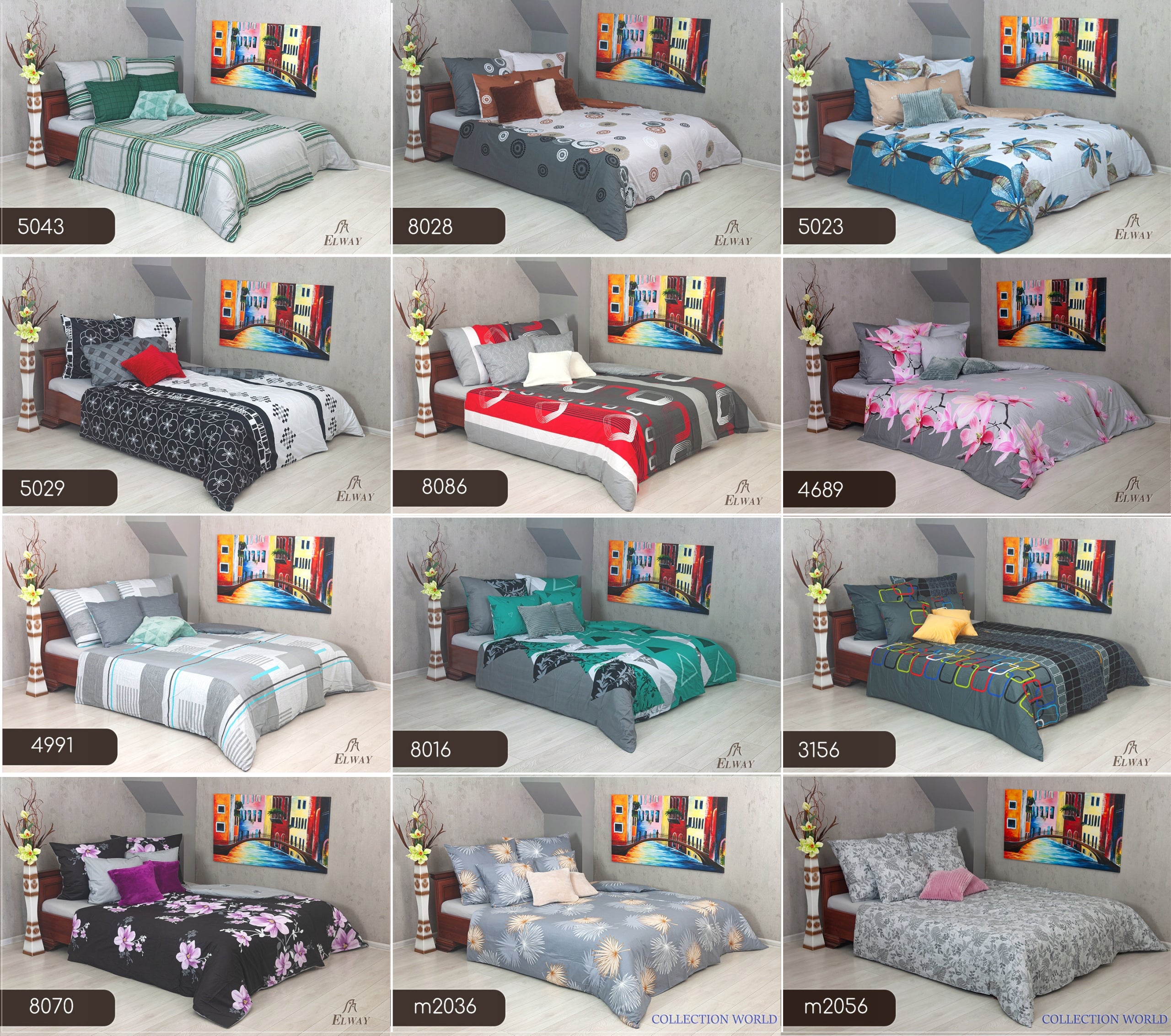 ELWAY bedding 160x200 Cotton Satin NEW DESIGNS Brand Elway
