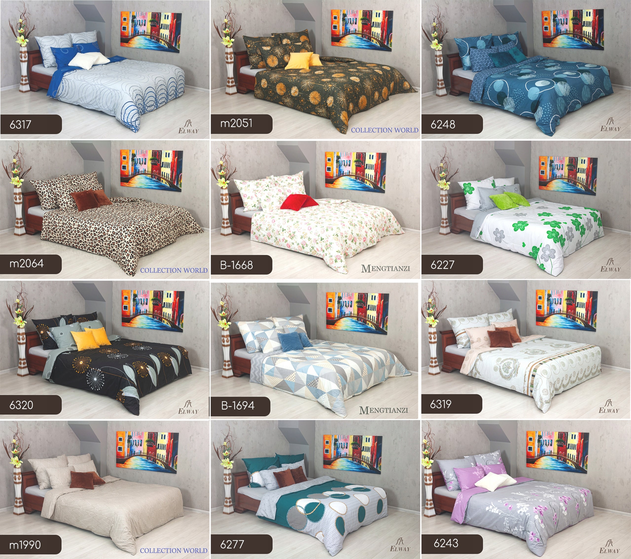 ELWAY bedding 200x220 Cotton Satin NEW DESIGNS soft double-sided Brand Elway