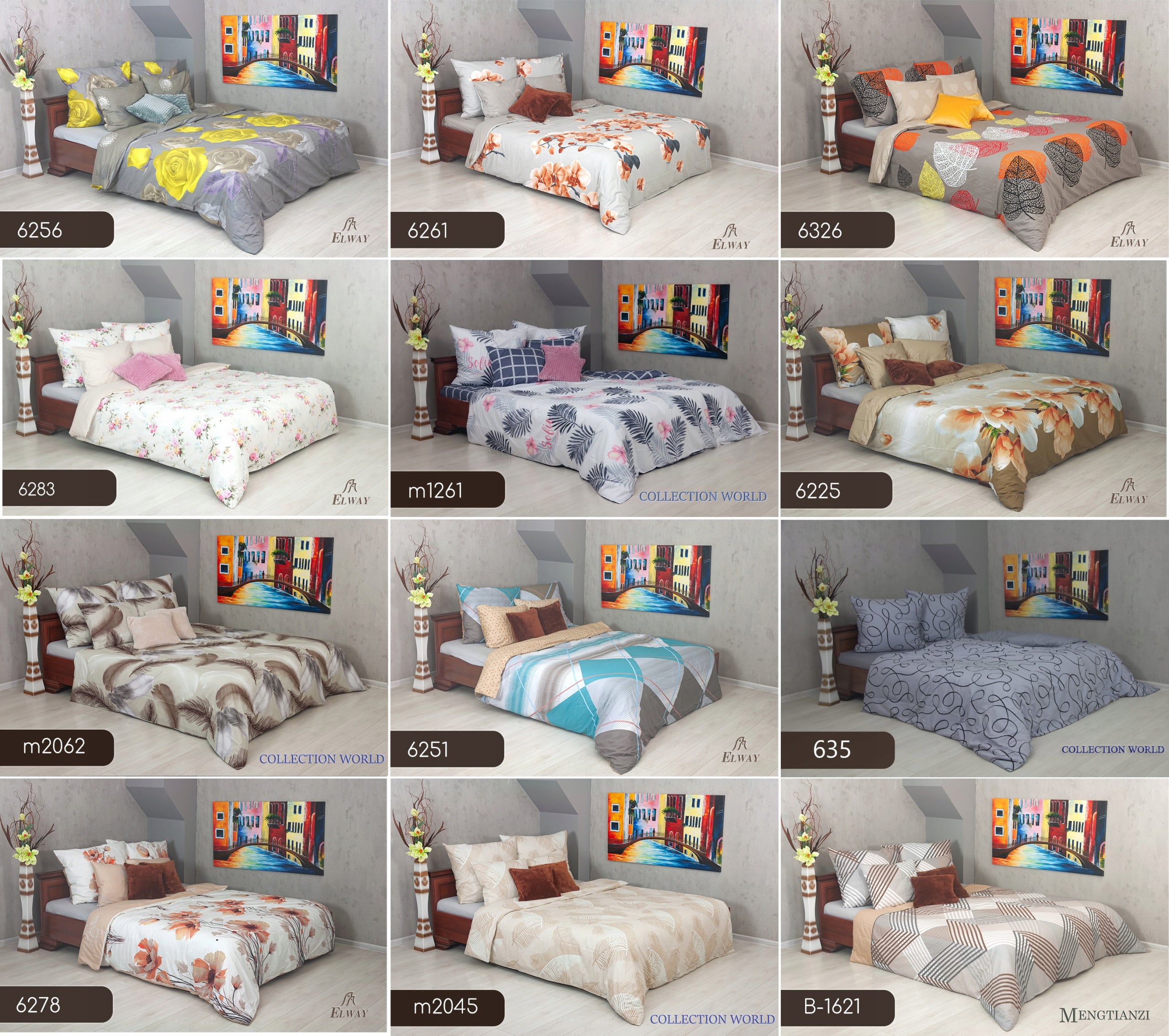 ELWAY bedding 200x220 Cotton Satin NEW DESIGNS soft double-sided Length of comforter cover 220 cm