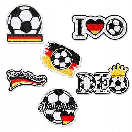EMBROIDERED FOOTBALL PATCHES GERMANY THERMO ADHESIVE SET OF 6