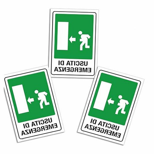 EMERGENCY EXIT SIGN GREEN WHITE PVC SELF-ADHESIVE FOR OFFICE 3 PCS.