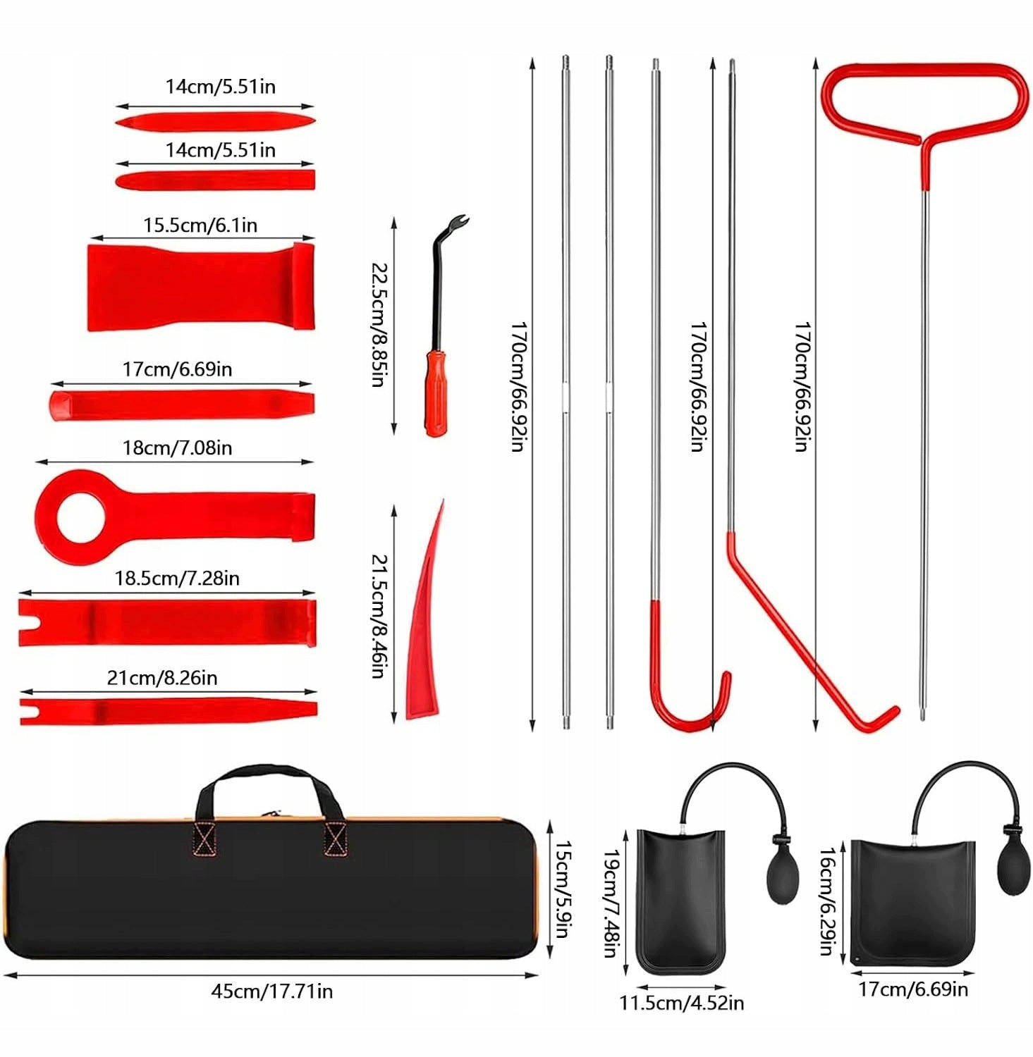 EMERGENCY KIT FOR OPENING WINDOWS AND CAR DOORS 32-PIECE