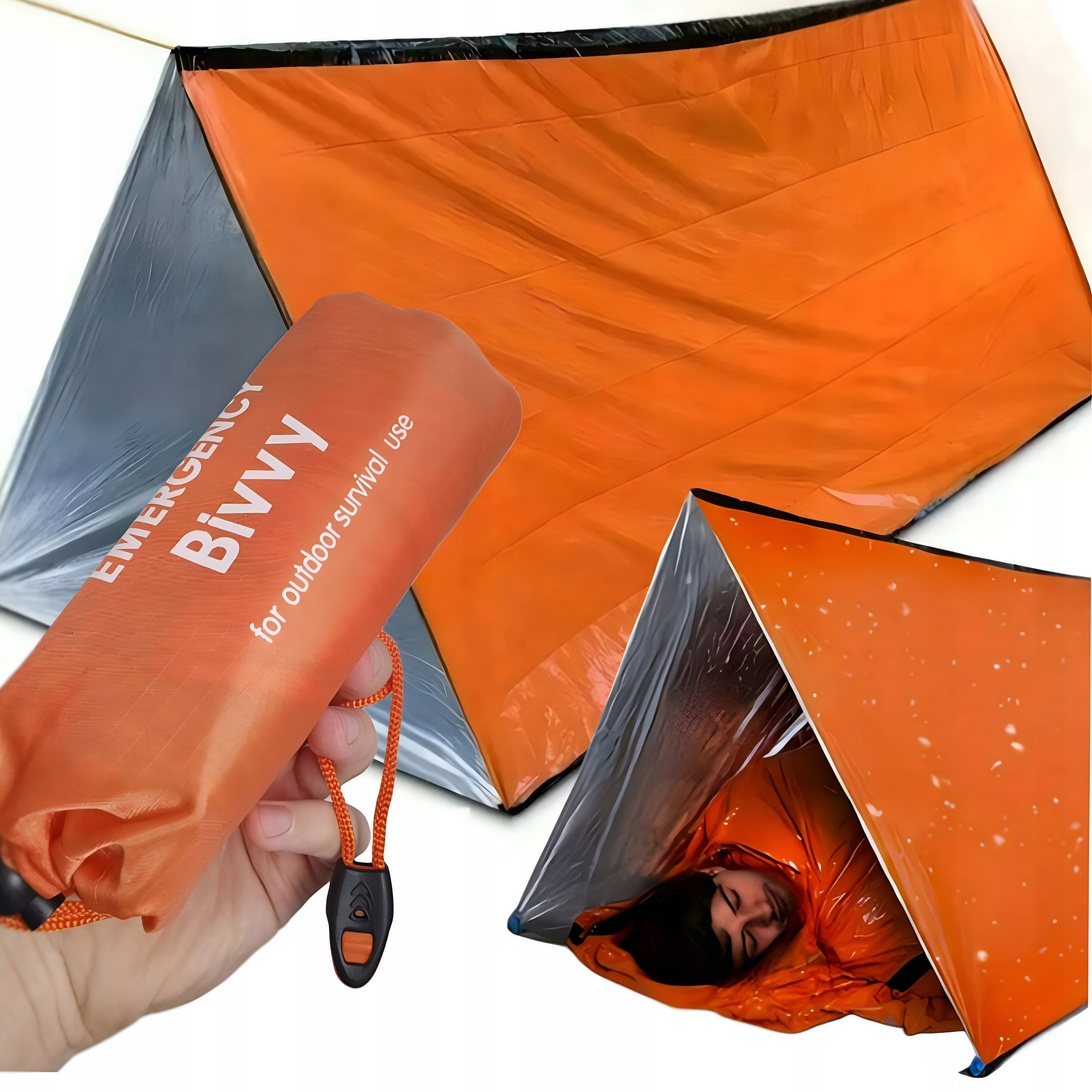 EMERGENCY TENT RESCUE Shelter Survival Bag + Whistle LIFE TENT
