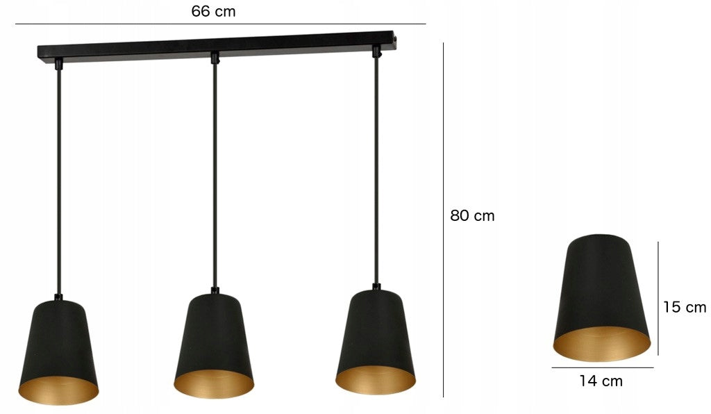 Emibig šviestuvas MILAGRO 3 BLACK-GOLD