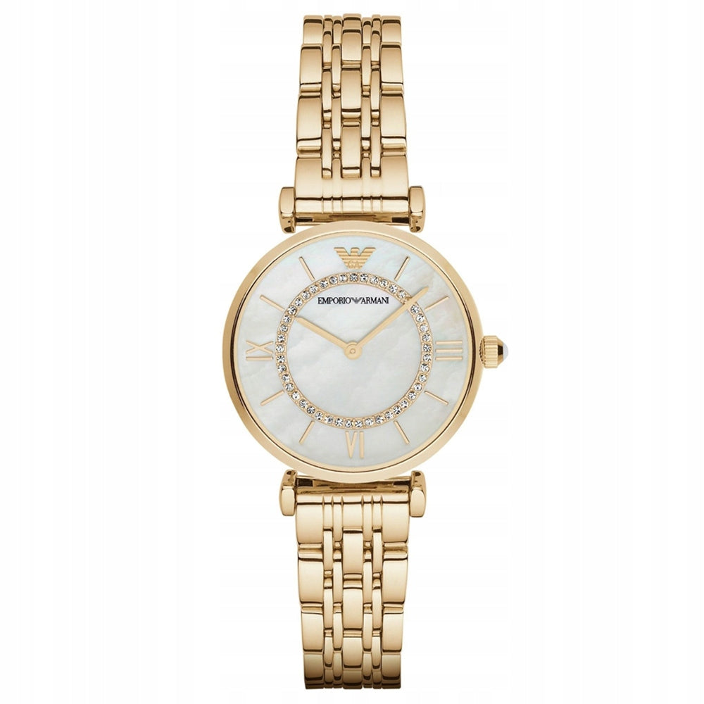 EMPORIO ARMANI AR1907 womens watch mother of pearl gold 32 mm