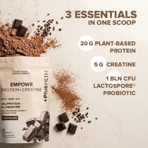 EMPOWR Chocolate Flavoured Plant Protein with Creatine and Probiotics 36g Expiration date at least 1 year from the date of purchase