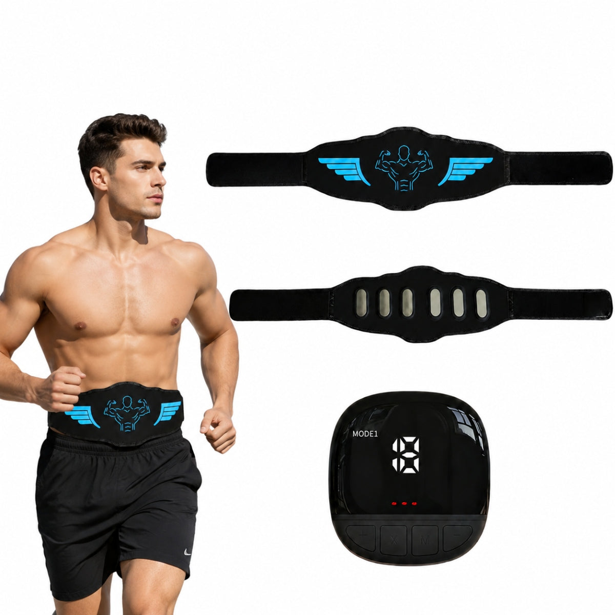 EMS ABDOMINAL ELECTROSTIMULATOR WITH ADJUSTABLE INTENSITY