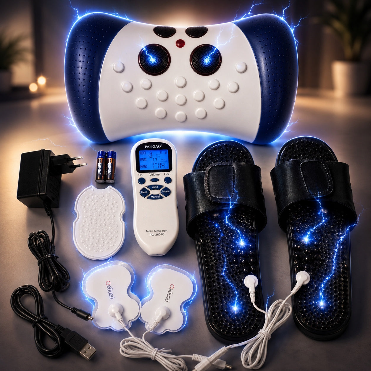 EMS Body Electrostimulator for Foot Neck Massage with Heating 3in1 Remote Control Packaging status original