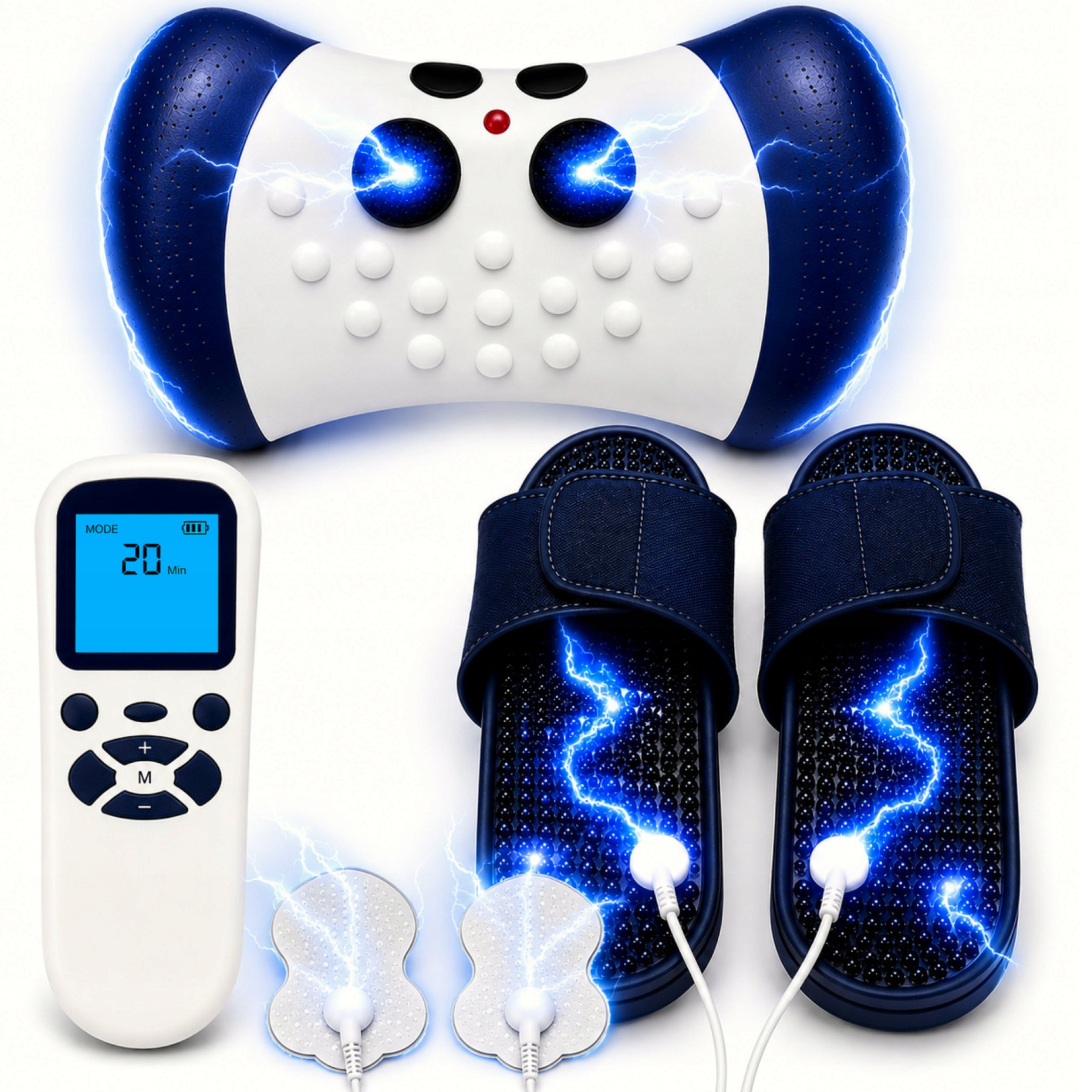 EMS Body Electrostimulator for Foot Neck Massage with Heating 3in1 Remote Control