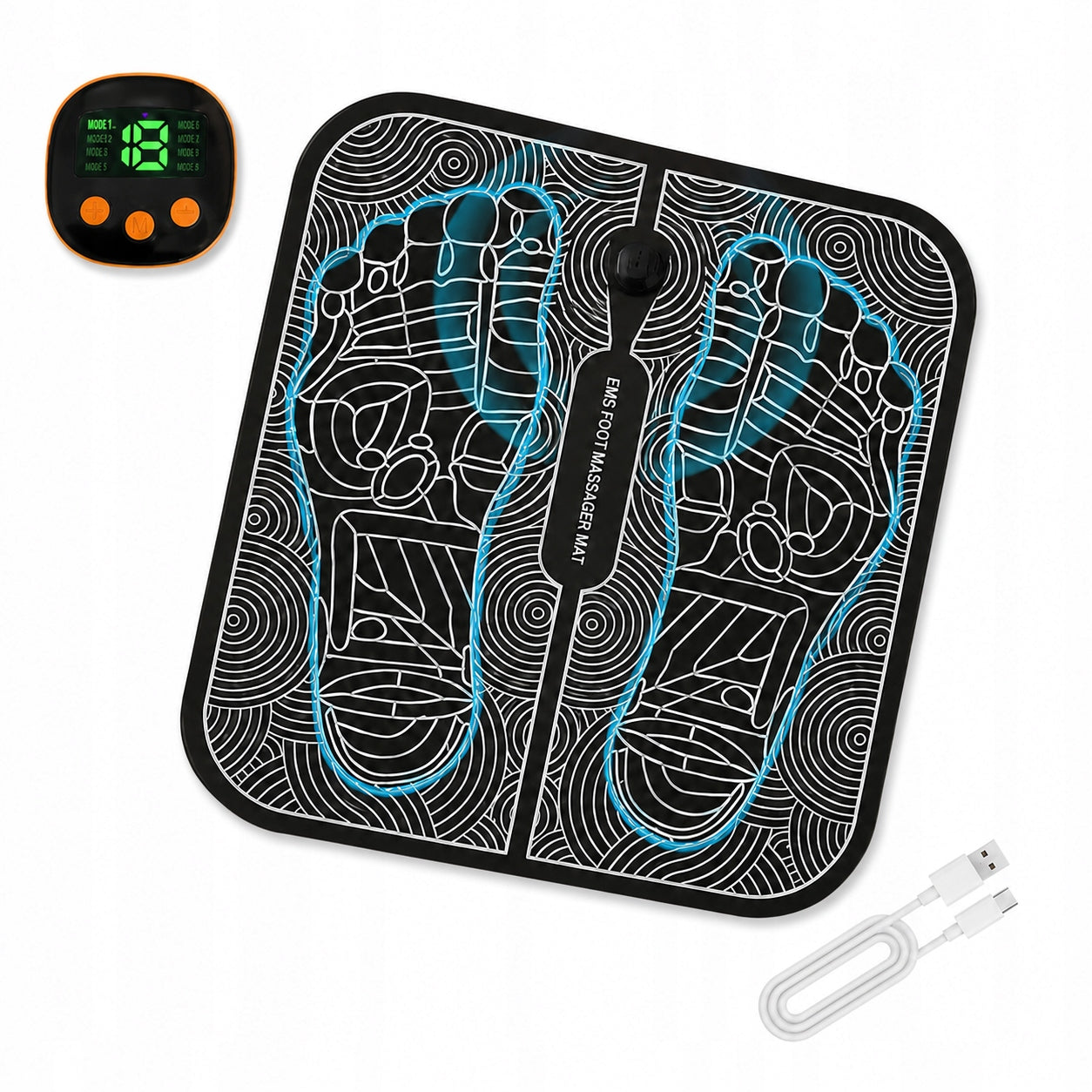 EMS Foot Electrostimulator 19 Levels 8 Modes Folding Mat Relief