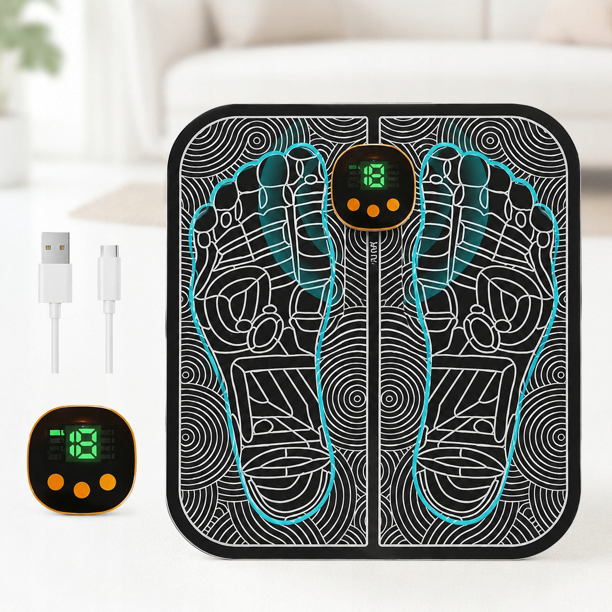 EMS Foot Massage Mat 19 Levels 8 Modes Leather Portable in Office