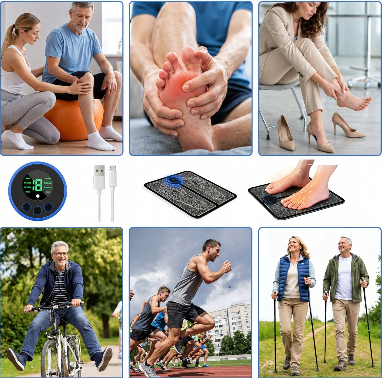 EMS MUSCLE ELECTROSTIMULATOR ELECTRIC HAND FOOT MASSAGER MAT MODES Medical device no