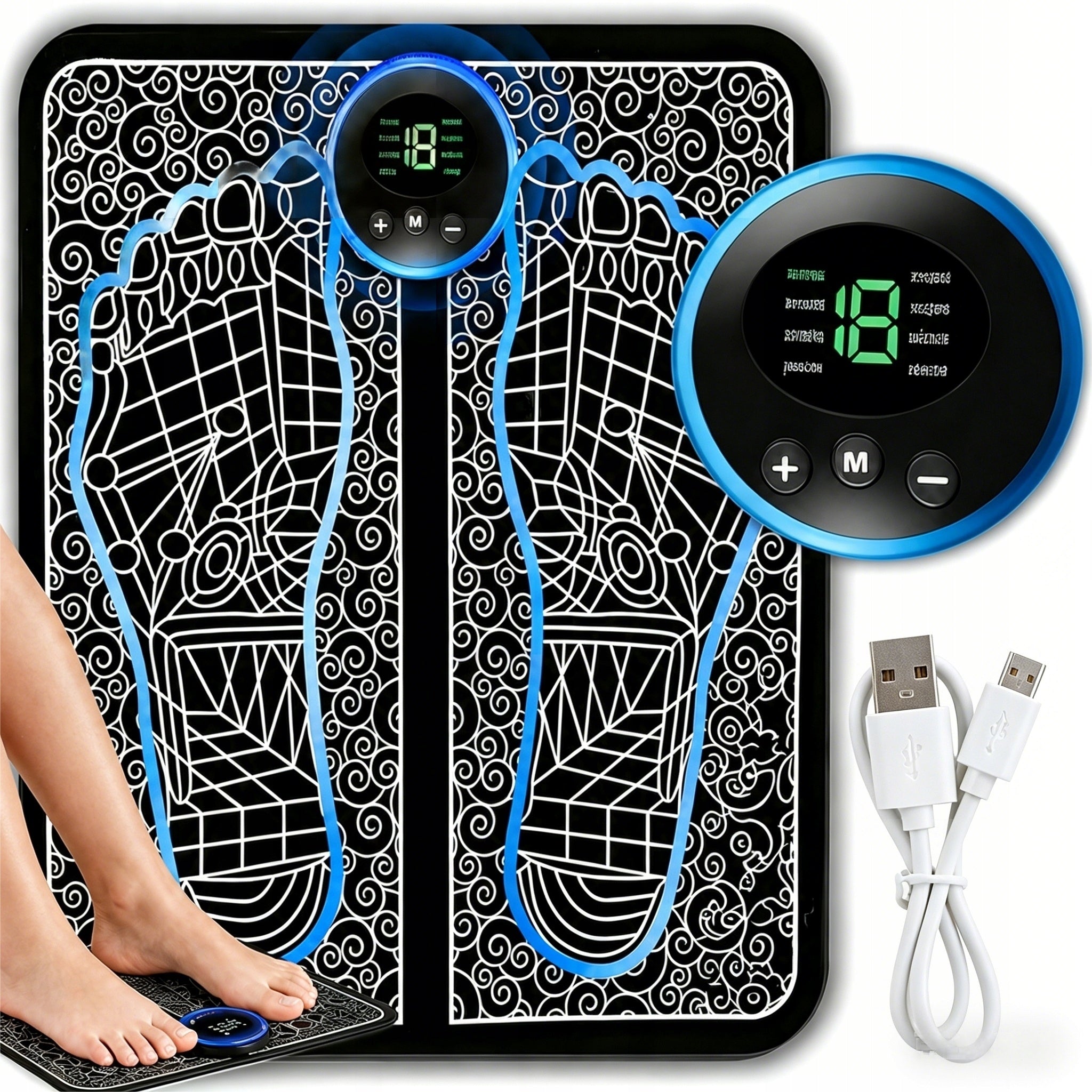 EMS MUSCLE ELECTROSTIMULATOR ELECTRIC HAND FOOT MASSAGER MAT MODES