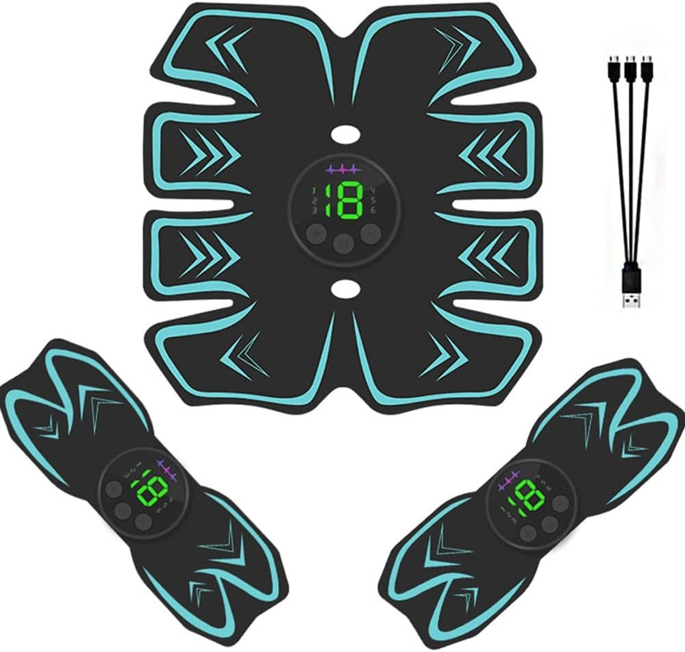 EMS Muscle Electrostimulator Abdominal Arms USB Set of 3 Overlays 19 Mode Packaging status original